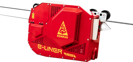 E-Liner Rückewagen Roter E-Liner Rückewagen von Konrad mit Seilrollen